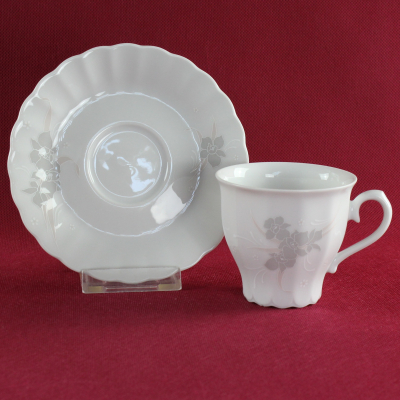 Kaffeetasse & Untertasse Eschenbach Toledo Orchidee rosa-grau