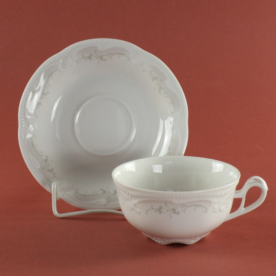 Preview: Teetasse & Untertasse Königlich pr. Tettau Rubin weiß Dekor 4088