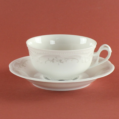 Teetasse & Untertasse Königlich pr. Tettau Rubin weiß Dekor 4088